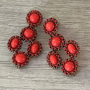 Stella & Dot Coral Red Sardinia Chandelier Earrings